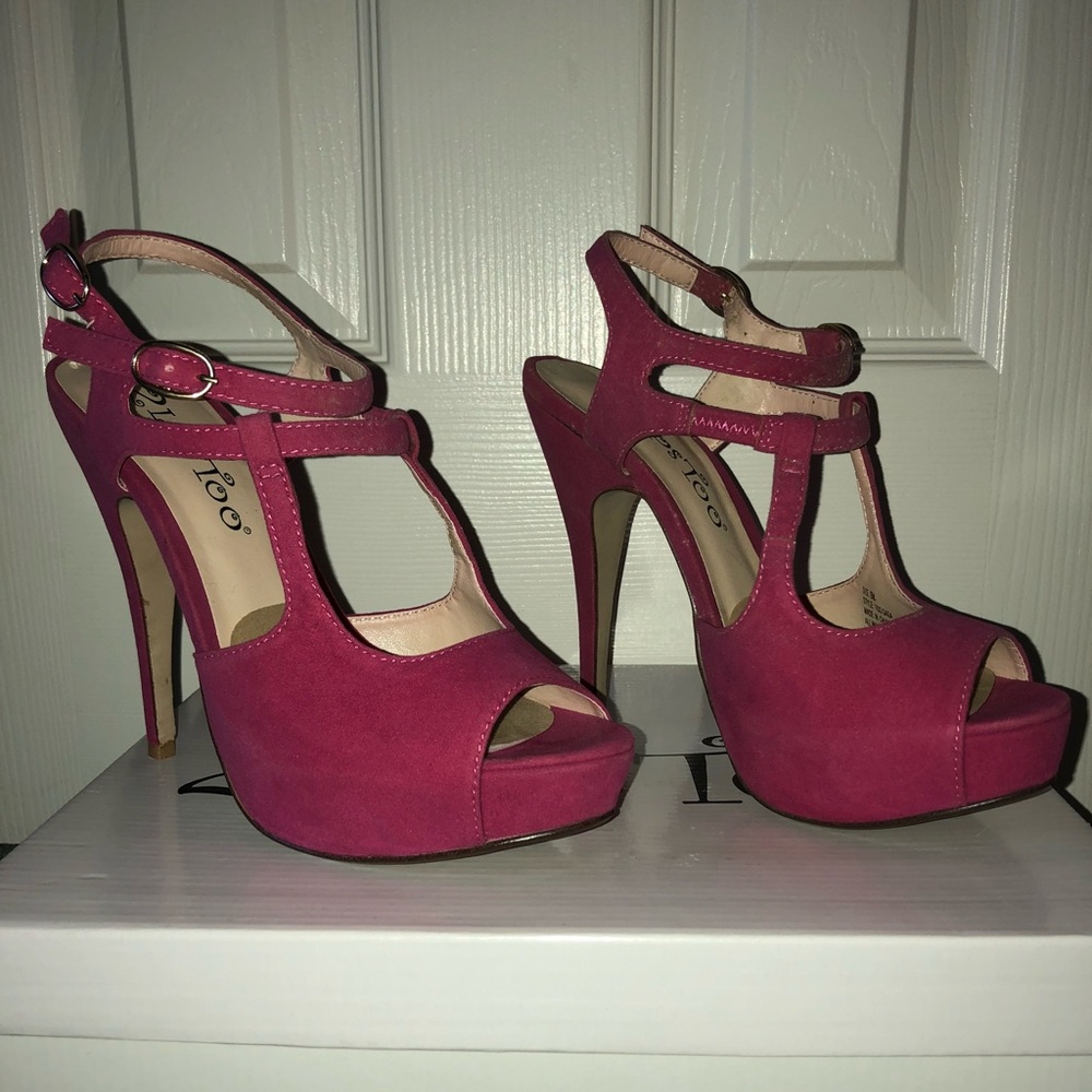 Strappy fuchsia 5“ stiletto-heeled sandals
